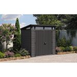 Keter Artisan 7x7 ft Pent Grey Plastic 2 door Shed with floor & 1 window - Image 5