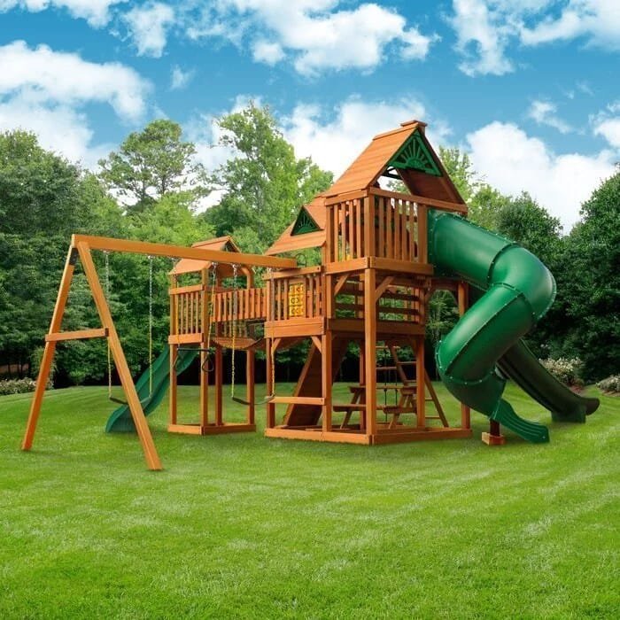 Gorilla-Playsets-Treasure-Trove-II-Swing-Set-Wood-Roof Gorilla Playsets Treasure Trove II Swing Set Wood Roof - Image 1