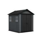 Keter Newton Plus Vertical 7x7.5 ft Apex Grey Plastic 2 door Shed with floor & 2 windows (Base included)