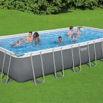 Bestway 24ft x 12ft x 52" Rectangular Power Steel Above Ground Swimming Pool, Sand Filter Pump & Accessories (2024 Version) - Image 2