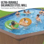 Bestway Hydrium Oval Steel Wall Pool Set, 24FT Swimming Pool, Wood Print - Image 2