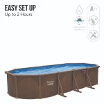 Bestway Hydrium Oval Steel Wall Pool Set, 24FT Swimming Pool, Wood Print - Image 5