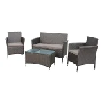 Derry Matt Light black Rattan effect 4 Seater Coffee set - Image 2