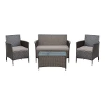 Derry Matt Light black Rattan effect 4 Seater Coffee set - Image 3