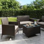 Derry Matt Light black Rattan effect 4 Seater Coffee set