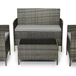 EVRE Grey Rattan Garden Furniture Set Patio Conservatory Balcony Outdoor 4 Seater
