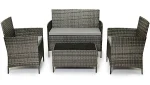 EVRE Grey Rattan Garden Furniture Set Patio Conservatory Balcony Outdoor 4 Seater