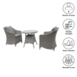GoodHome Hamilton Cappuccino Rattan effect 2 seater Bistro set - Image 6