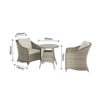 GoodHome Hamilton Cappuccino Rattan effect 2 seater Bistro set - Image 3