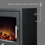 Adam Bergen XL Electric Stove in Charcoal Grey with Tall Angled Stove Pipe in Black - Image 3