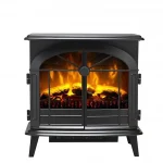 Dimplex Leckford Optiflame Electric Stove, Large Black Freestanding Electric Fire with LED Flame Effect, 2kW Adjustable Heater, Ar