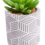 Candlelight Green 12cm Succulent Artificial plant in Grey Ceramic Pot - Image 2