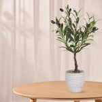Green 53cm Olive Artificial plant in Grey Ceramic Pot - Image 5