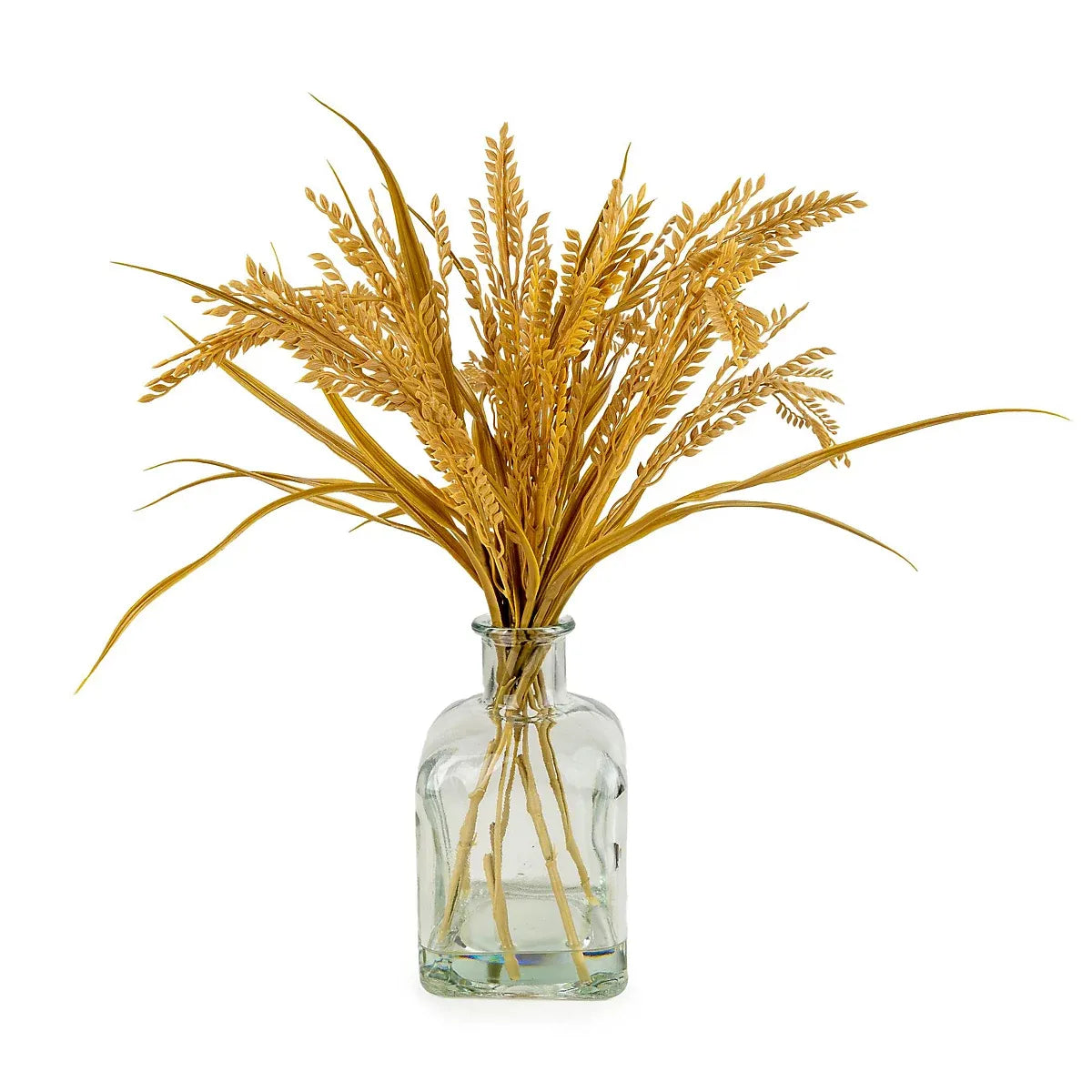 imgi_35_38cm-dried-grass-artificial-plant-in-clear-glass-bottle-vase_5010795721153_01c_bq 38cm Dried Grass Artificial plant in Clear Glass Bottle vase - Image 1