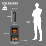 Adam Bergen XL Electric Stove in Charcoal Grey with Tall Angled Stove Pipe in Black - Image 6