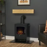 Adam Oak Beam, Hearth & Stove Pipe with Bergen Stove in Charcoal Grey