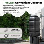 Hardys 100L Garden Slimline Water Butt - Tap, Stand, Water Diverter Kit Included, Pre-Threaded - Recycled Plastic Rain Collector - Image 3