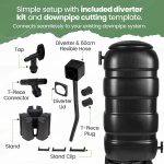 Hardys 100L Garden Slimline Water Butt - Tap, Stand, Water Diverter Kit Included, Pre-Threaded - Recycled Plastic Rain Collector - Image 4