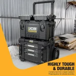 JCB Site System 5-Piece Tool Storage Set, Heavy-Duty Modular Toolboxes & Cart / Trolley JCB-SITESYS-ST-2 - Image 3