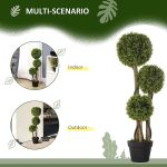 HOMCOM Potted Artificial Plants Boxwood Ball Topiary Trees Indoor Outdoor, 90cm - Image 4