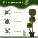 HOMCOM Potted Artificial Plants Boxwood Ball Topiary Trees Indoor Outdoor, 90cm - Image 5
