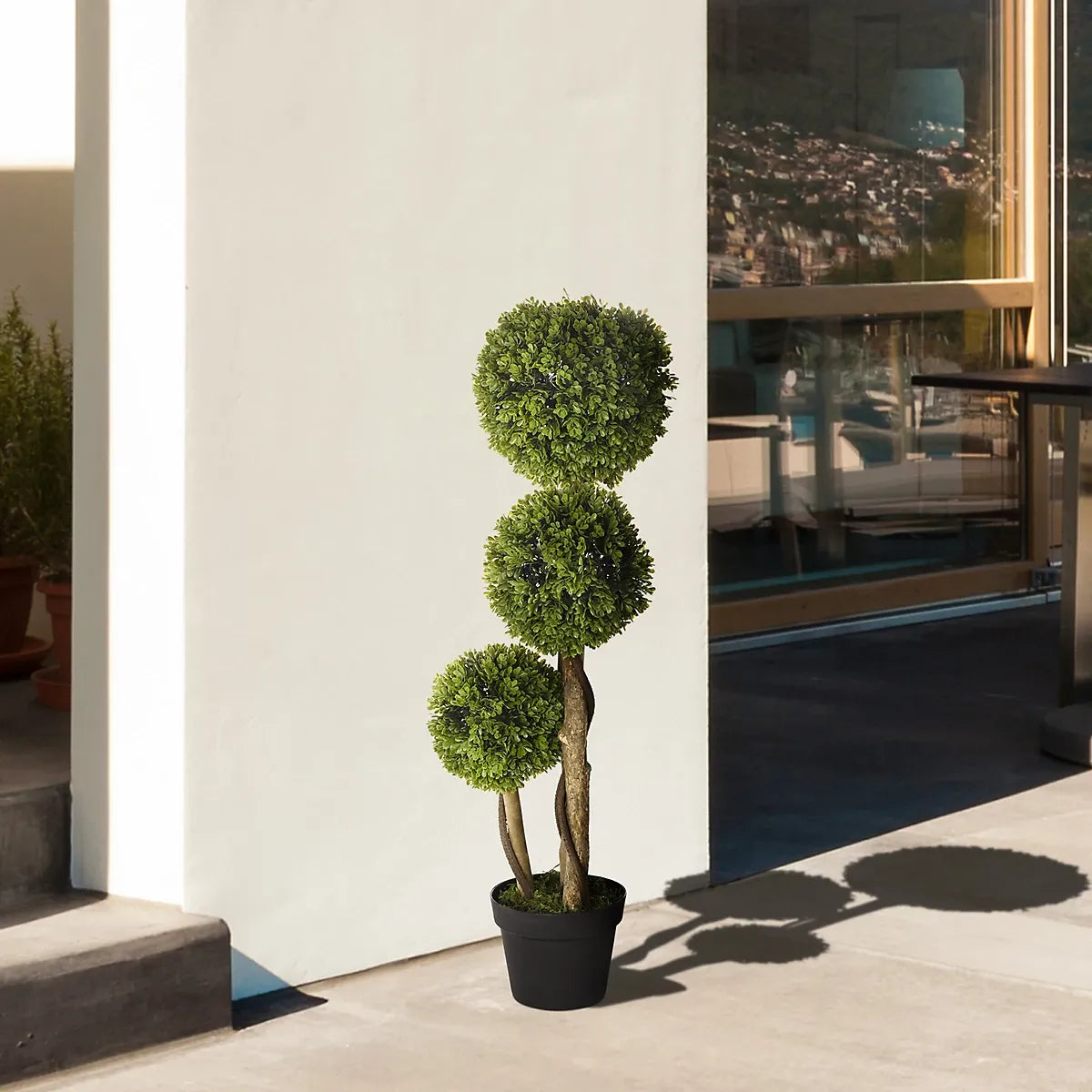 imgi_51_homcom-potted-artificial-plants-boxwood-ball-topiary-trees-indoor-outdoor-90cm_5056602963101_07c_MP HOMCOM Potted Artificial Plants Boxwood Ball Topiary Trees Indoor Outdoor, 90cm - Image 1