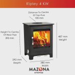 Mazona Ripley 4kW Multifuel Woodburning Stove, Freestanding, Eco Design Approved, Defra Approved - Image 3