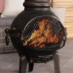 Bentley 120cm Extra-Large Open Bowl Mesh Cast Iron Patio Chiminea Heater Black - Image 2
