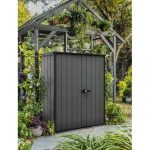 Keter 4’x2′ Cortina Alto Heavy Duty Vertical Plastic Garden Shed with Shelves - Image 4